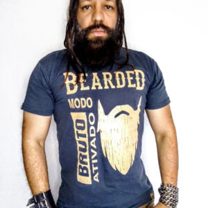 Camiseta Cinza BEARDED MODO BRUTO ATIVADO